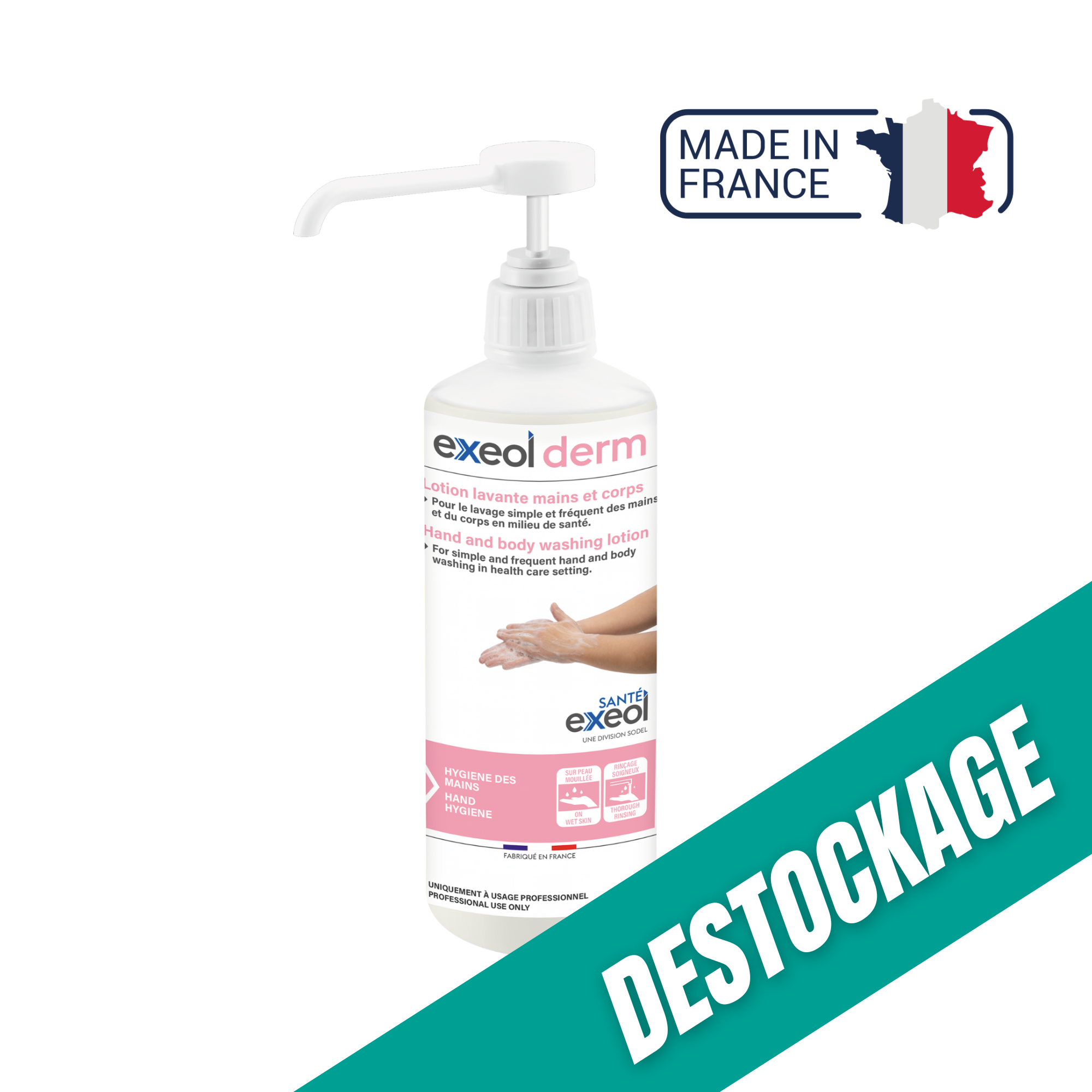 Lotion lavante mains et corps - Exeol derm - Sodel // Destockage