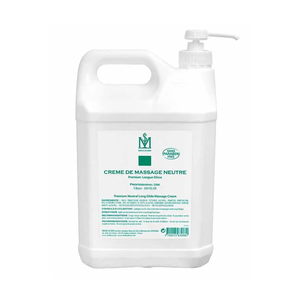 Crème de Massage Neutre PREMIUM Longue Glisse - 1 ou 5 Litres- Medicafarm My Podologie 